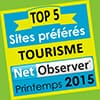 Top 5 Sites préférés Tourisme NetObserver Printemps 2015