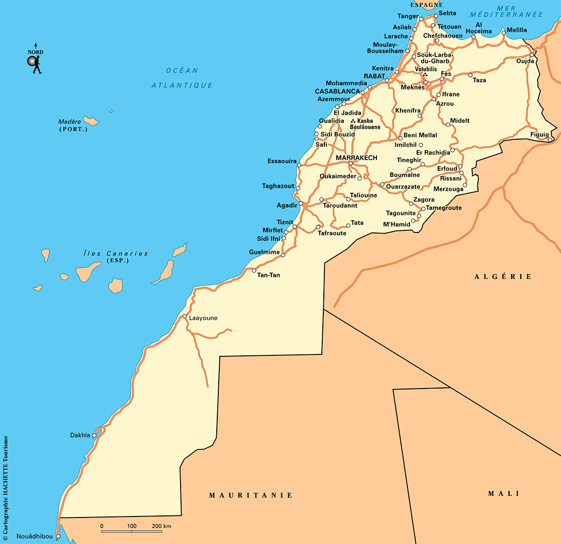 carte du maroc sud