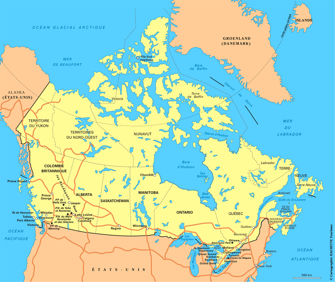 carte geographique du canada