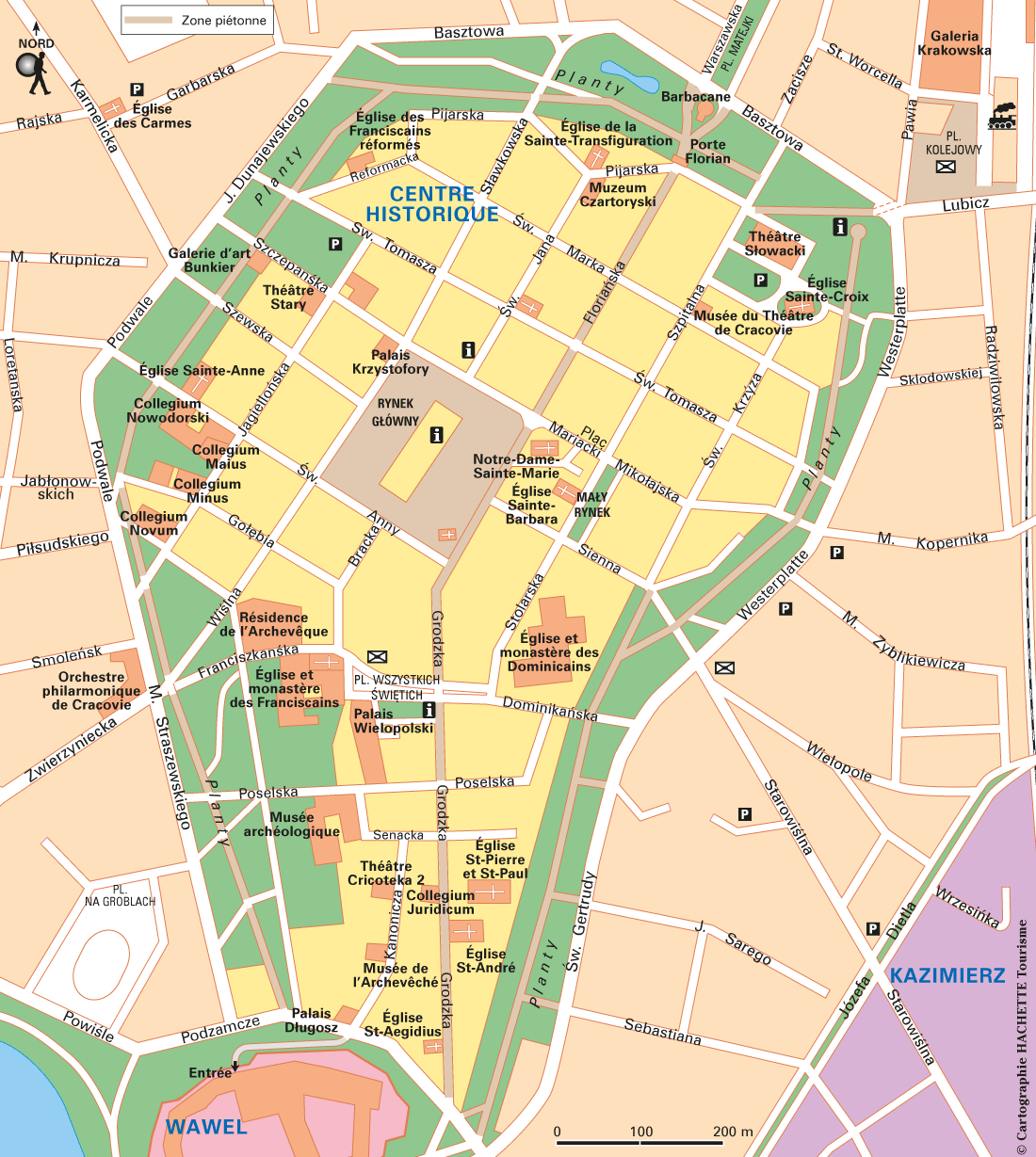 Carte Cracovie Centre historique - Plan Cracovie Centre historique