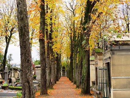 Allée du cimetière de Passy en automne