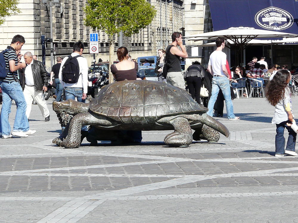 Tortue en bronze ornée de grappes de raisin