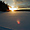 Coucher de soleil sur le lac gelé