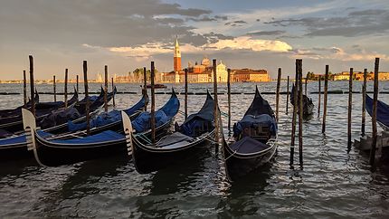 Coucher De Soleil à Venise Bateaux Transport San Marco