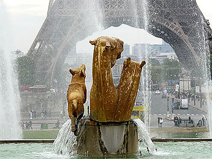 Fontaine, un jour d'été pluvieux