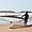 Essaouira, La plage, Véliplanchiste sur le départ