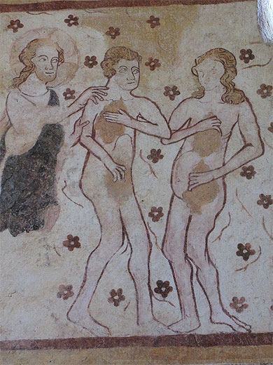 Fresques de l'église: Adam et Eve Fresques de l'église: Adam et Eve
