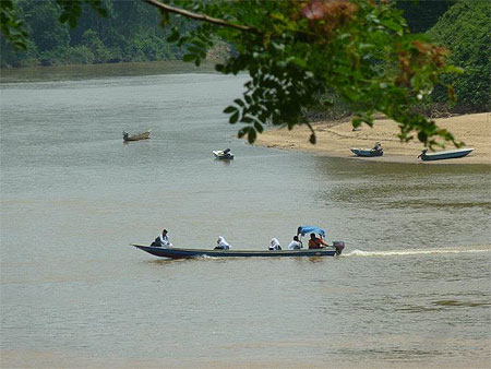 La rivière Tembeling à Kuala Tembeling La rivière Tembeling à Kuala Tembeling
