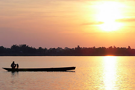 coucher de soleil sur le mekong