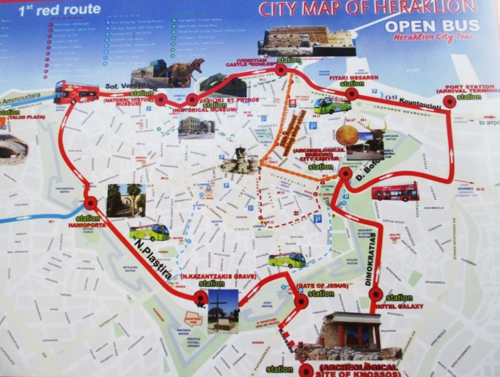 Plan de la ville d'Héraklion et de ses visites