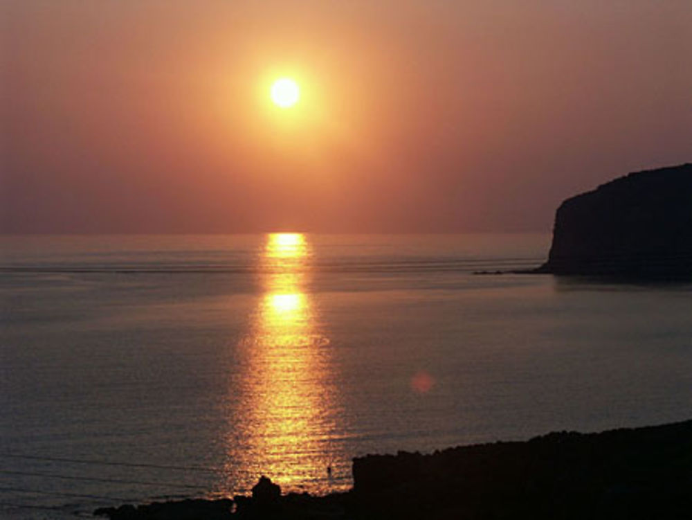 Coucher de soleil sur la baie de Phalassarna