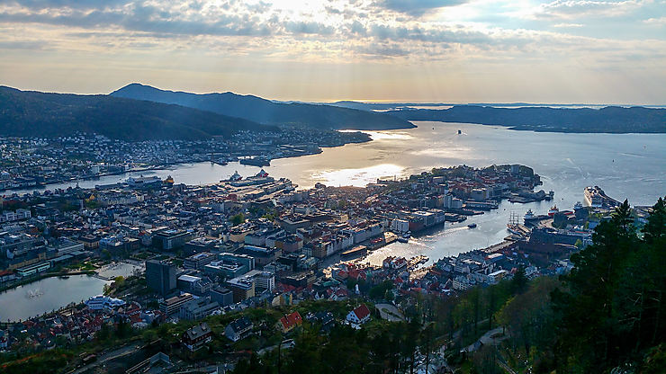 Bergen vu depuis le haut du funiculaire, Norvège
