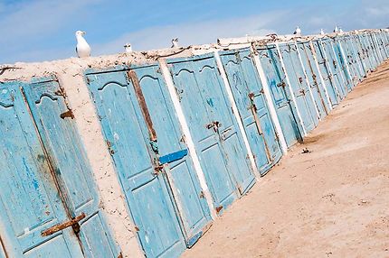 Cabanes de pêcheurs au port d'Essaouira