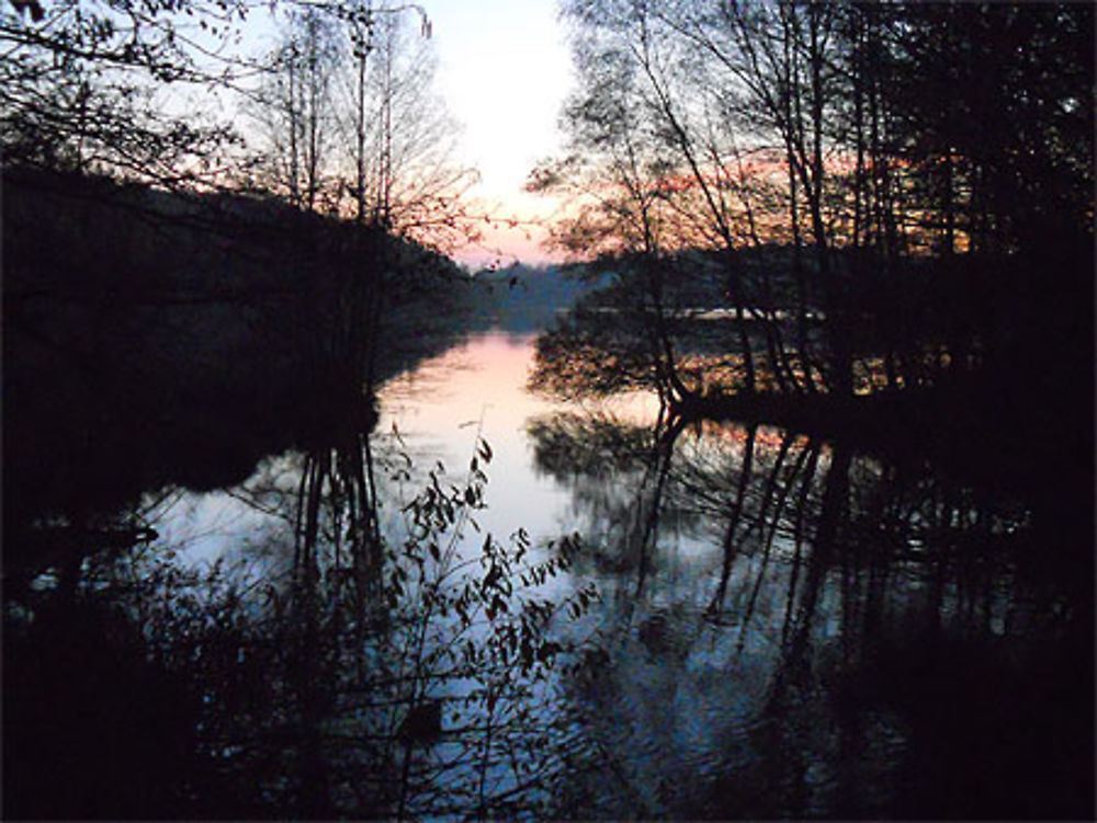 Coucher de coleil sur le plan d'eau de Reichshoffen