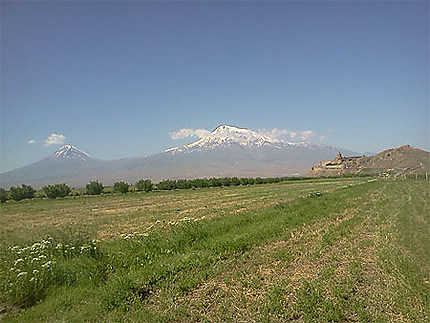 Le monastère de Khor Virap avec au fond le Mont Ararat
