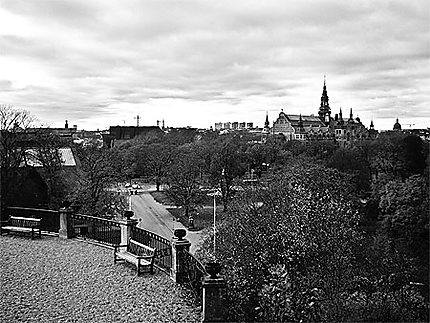 Stockholm, vue sur le Nordiska Museet et l'île de Djurgarden 