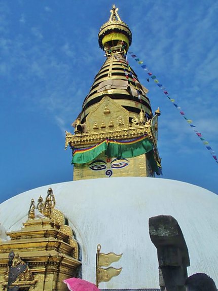 Visage de Bouddha à Swayambunath