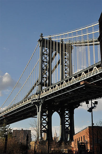 Pont de Manhattan avec l'Empire entre ses jambes
