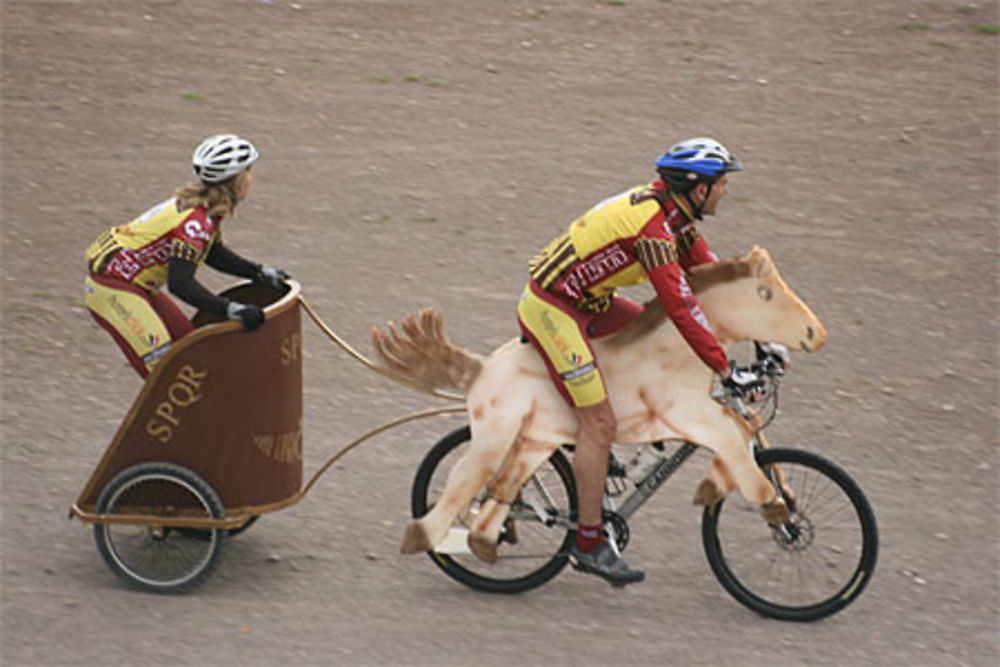 Course de vélo-char