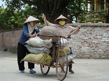 Paysanes revenant des rizières dans le village de Bo Duong Paysanes revenant des rizières dans le village de Bo Duong