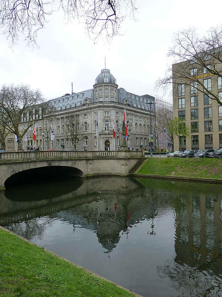 Reflet Ponts Düsseldorf Rhénanie Du Nord Westphalie Allemagne 4013