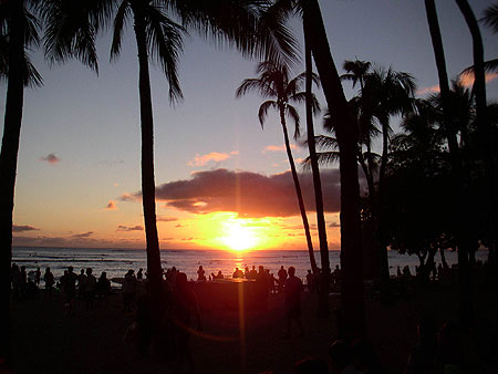 Coucher de soleil sur Waikiki Beach Coucher de soleil sur Waikiki Beach