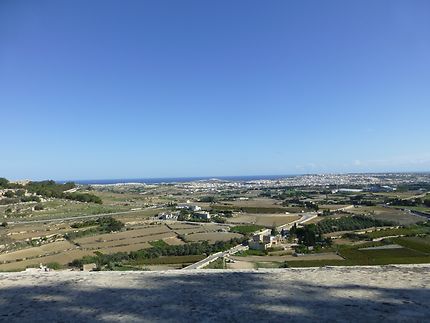 Vue à l'Est de Mdina, à Malte