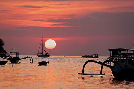 Coucher de soleil sur l'île de Lembongan, Bali