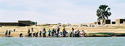Grande lessive sur la rive du fleuve Niger