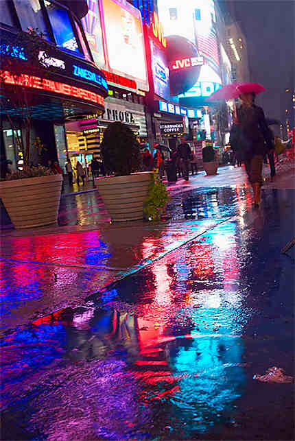 Pluie à Times Square
