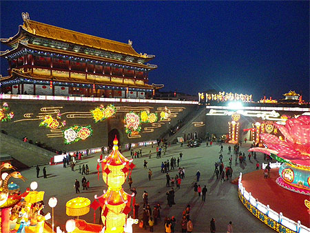 Xian de nuit sur les remparts Xian de nuit sur les remparts