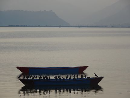 Pause au lac de Pokhara