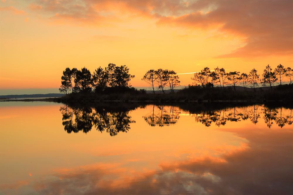 Coucher soleil au lac de Lacanau