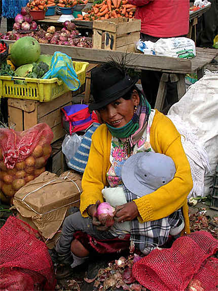 Sourrire au marché aux légumes de Zumbahua