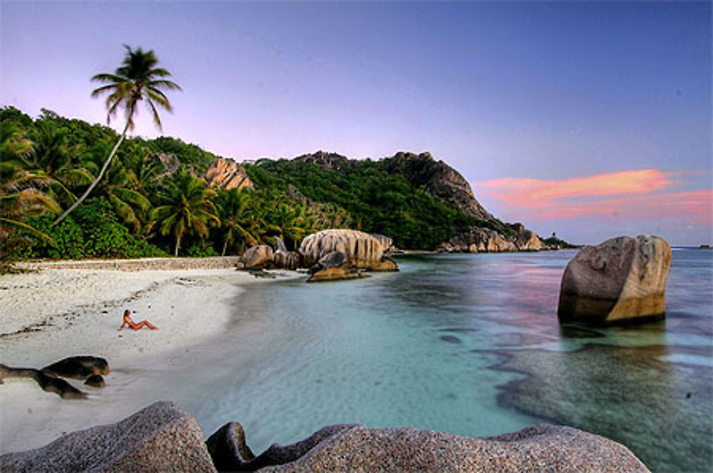 Blue hour at anse source d'argent 