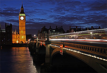 Big ben and Westminster bridge by night