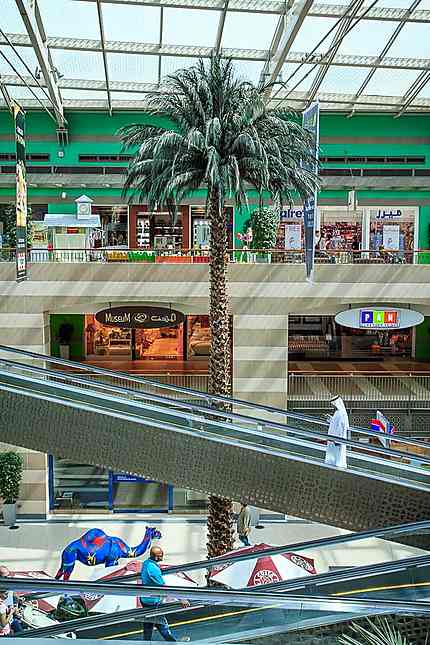 Dubai Festival City Mall - Palmier et escalators