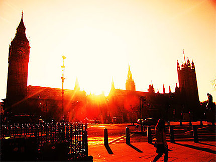 London in the bright sunset