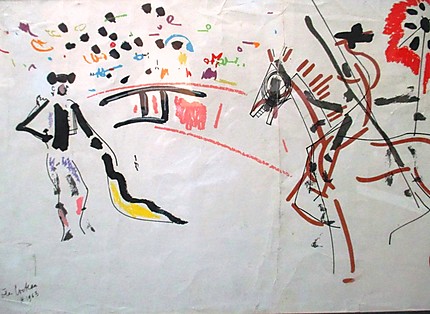Tauromachie, aquarelle originale de Jean Cocteau
