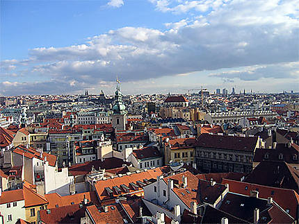 Vue de Prague du haut de l'horloge astronomique