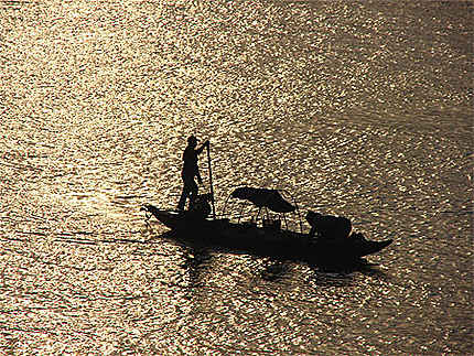 Pêche sur le Mekong au petit matin