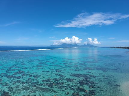 Tahiti, vue de la plage sur Moorea