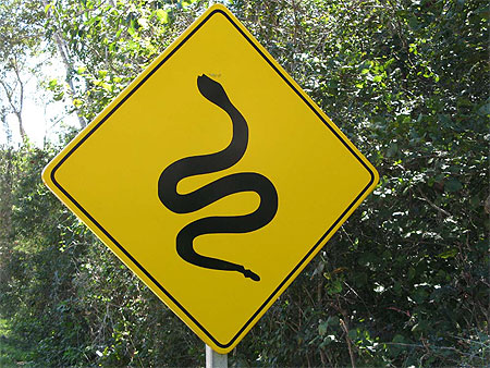 Panneau : Attention serpent Panneau : Attention serpent