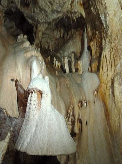 Grotte de l'Ours concrétions blanches Grotte de l'Ours concrétions blanches