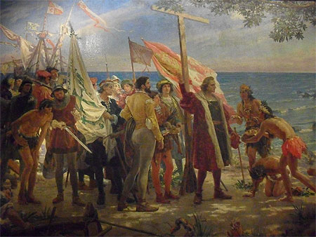 Tableau de Colomb débarquant aux Amériques Tableau de Colomb débarquant aux Amériques