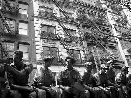 Les ouvriers du Rockefeller Center Statues Noir et blanc