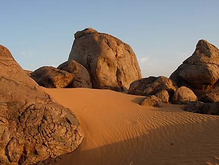 Coucher de soleil sur les dunes de Mauritanie