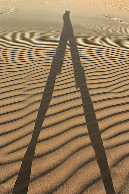 Ombre du photographe dans les dunes de Tin Akacheker