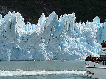 Face au glacier en bateau