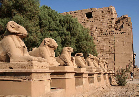 Allée des sphinx à tête de belier Allée des sphinx à tête de belier